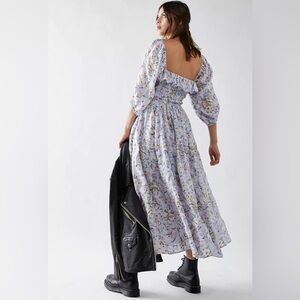 Free People Oasis Printed Midi Dress Lavender Combo Medium Floral Boho Western